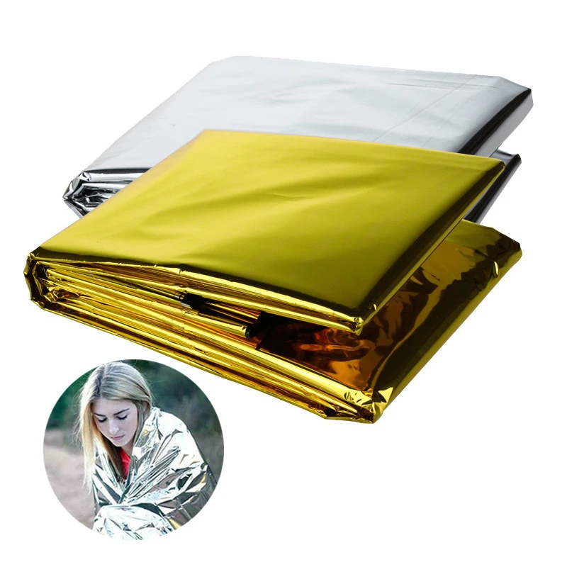 Outdoor Low Temperature Rescue First Aid Kit Insulation Blanket Campsite Keeping Foil Polyester Film Lifesaving Warm Insulation