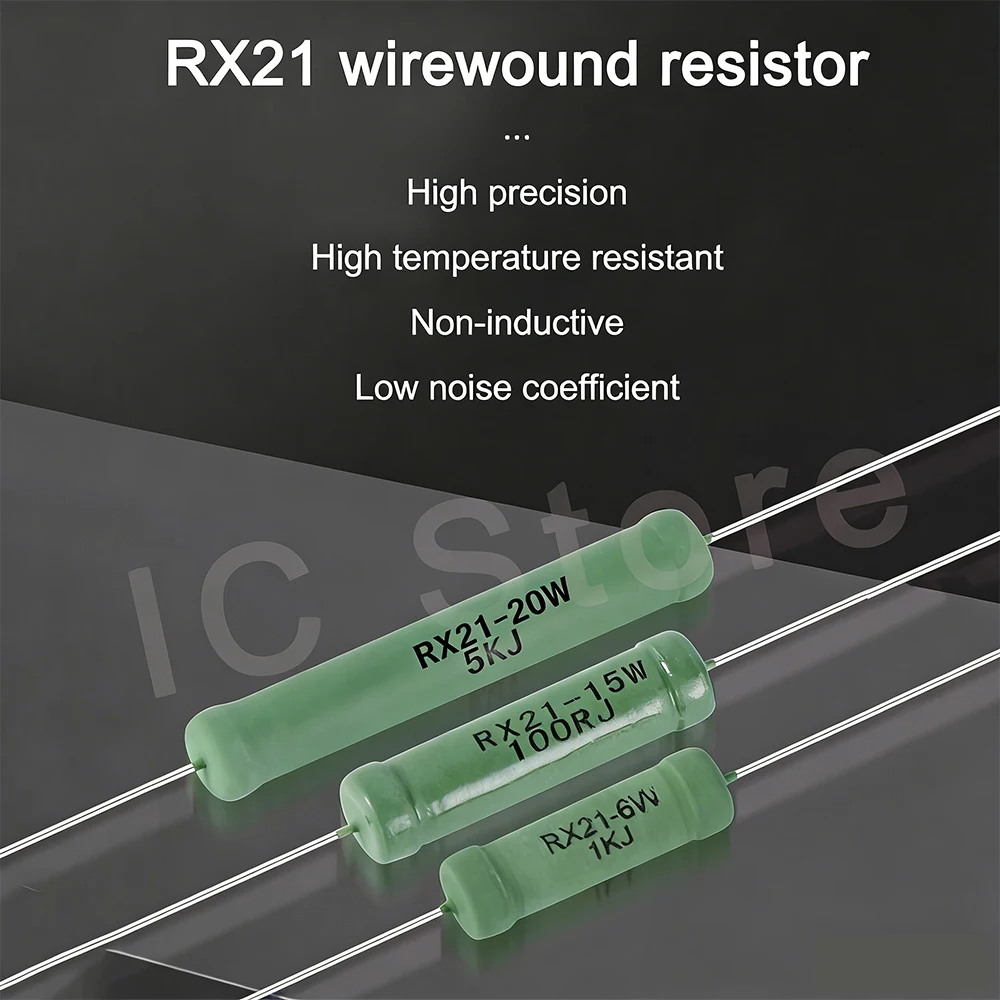100PCS 15W 20W RX21 Wire Wound Resistor 5% Power Resistance 0.1 0.2 1 2.2 3.3 4.7 6.8 10 22 47 100 220 330 470 680R 1K 10K Ohm