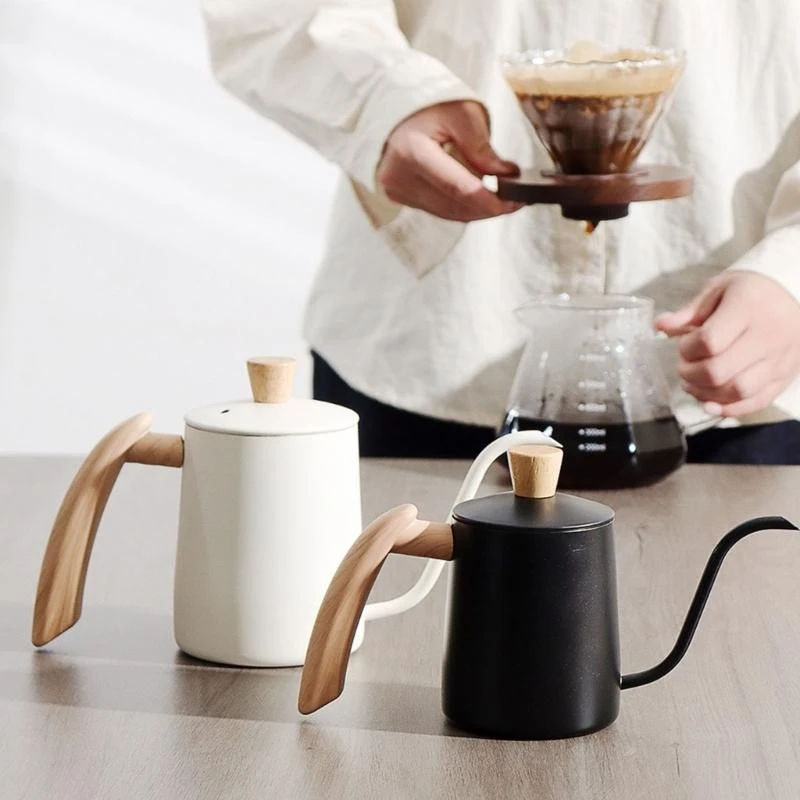 

Stainless Steels Pours Over Kettle 350ML Hand Brewing Coffee Pot Long Gooseneck Coffee Pot Kitchen Tool Easy to Clean 37JD