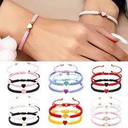 2Pcs/Set Initial Heart Charms Bracelets Handmade Adjustable Braided Bracelets For Women Men Couple Friendship Jewelry Браслет