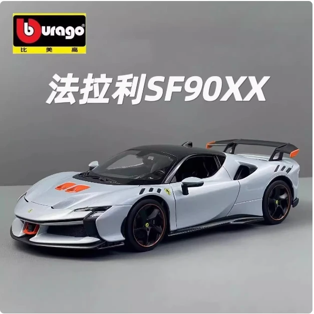 Original Bburago 1:18 Ferrari SF90 XX Stradale Bianco Automodell Legierung Miniaturdruckguss Modell Ferrari Sportwagen Modell Spielzeug Geschenke