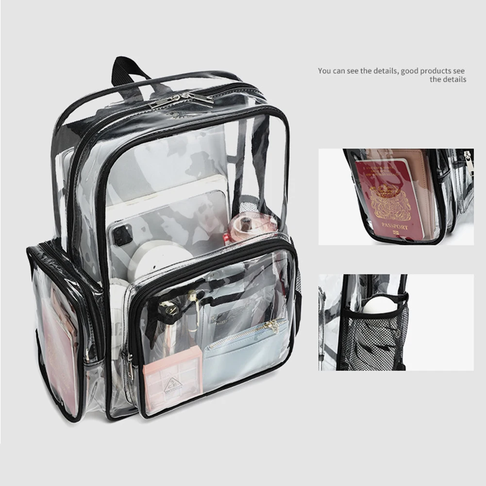 Clear Backpack See Through Backpack Clear Bag With Seperate Storage Design For School Workplace Concert Work Sport Wholesale