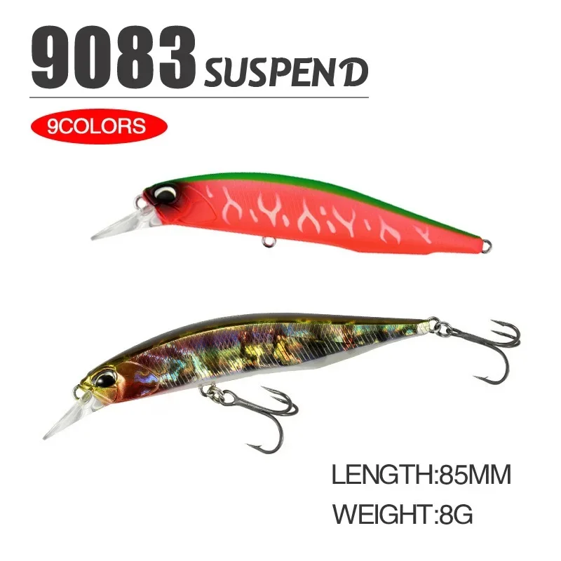 1 Pcs 85mm 8g Minnow Lures Fishing 9 Colors Suspending Wobbler Swimbait 3D Eyes Treble Hooks Artificial Bait Tackle Accessories