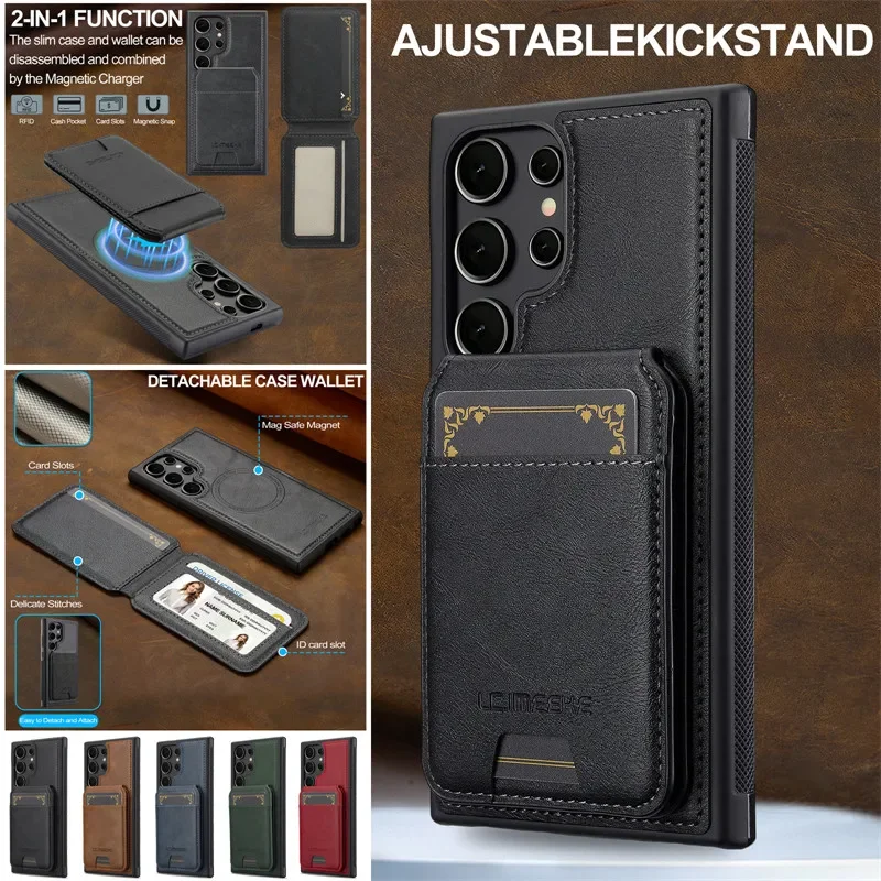 

Кожаный чехол с магнитной откидной крышкой для Samsung Galaxy S25 Edge S24 Ultra S23 FE S22 Plus A56 A16 A36 A15 A35 A55 Wallet Cover