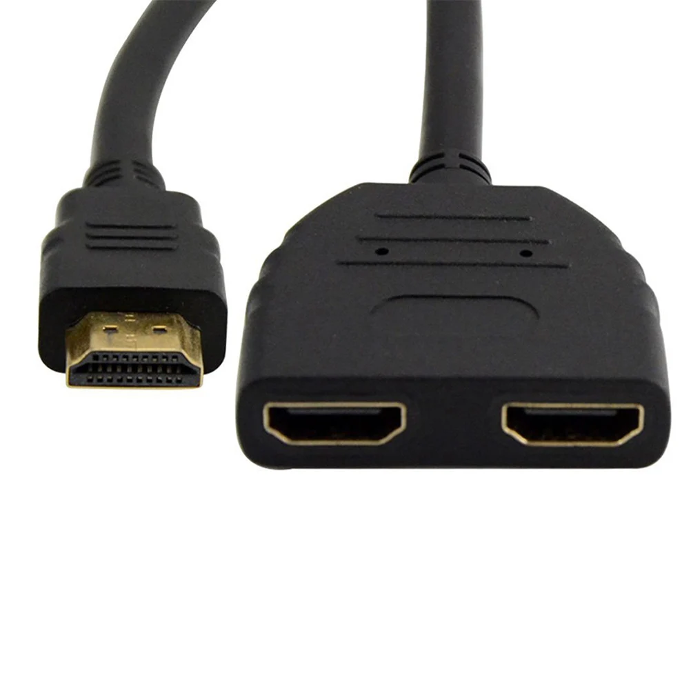 

1 To 2 Splitter Cable 1080P Male To Dual Female Adapter Converter A/ Plated Signal Extender For Monitor Audio
