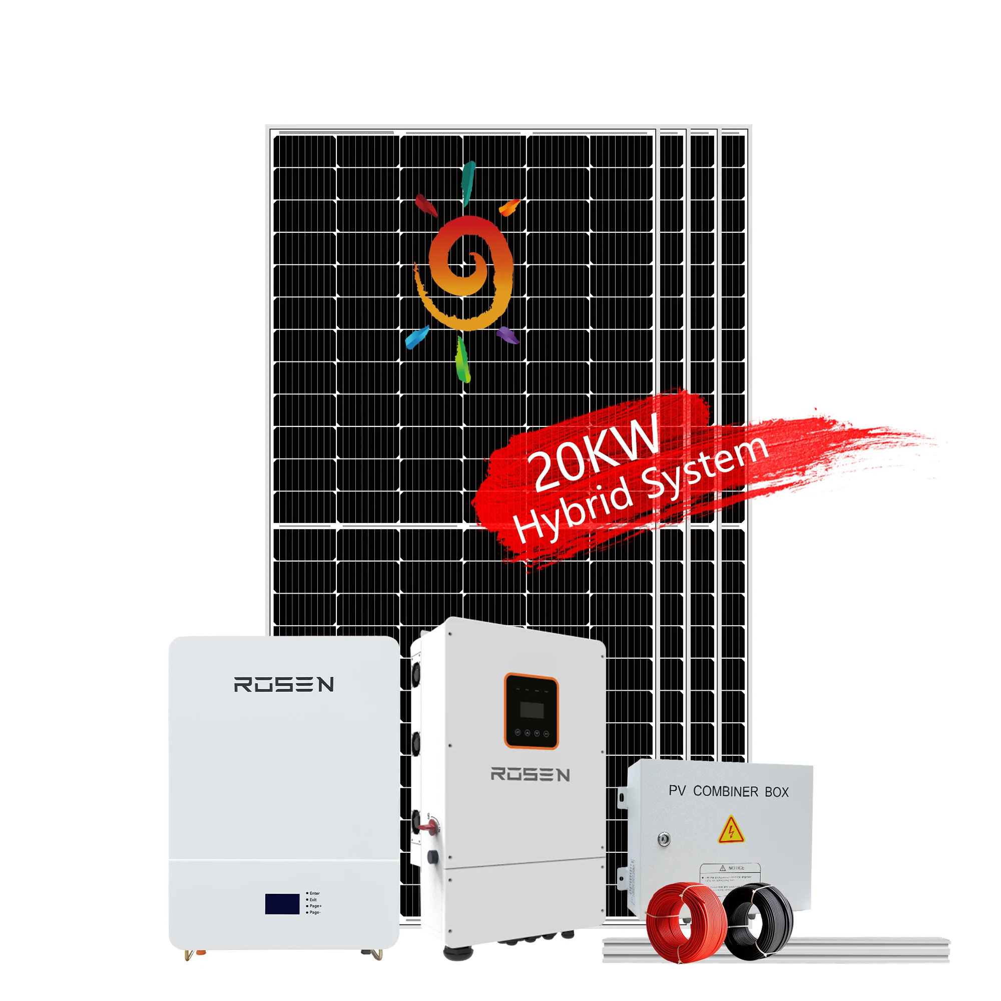Hybrid Solar Battery System 10kwh 15kwh 20kwh 30kwh Home Use Solar Energy Storage System Three Phase Solar