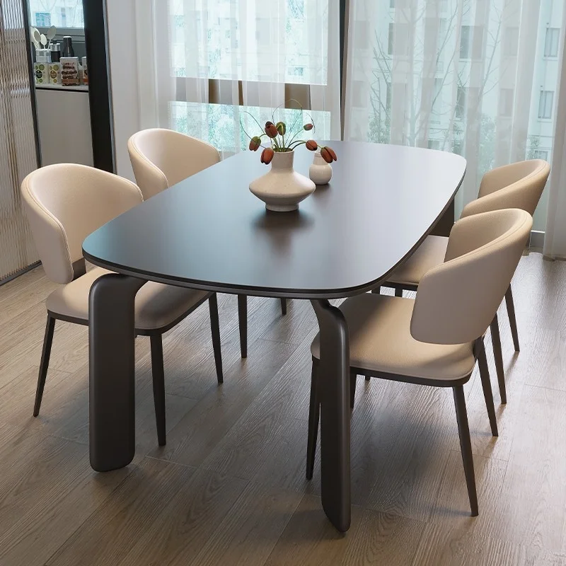 

Luxury Oval Cafe Shop Restaurant Hotel Home Outdoor Sintered Stone Oval Table for 4-Seater Dining Table