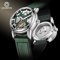 OCHSTIN Man Skeleton Mechanical Watches Men's Leather-Wrapped Rubber Strap Watch Hot Luxury Waterproof Magnetic Buckle Clock