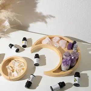 1Set Moon Tray Crystal Stone Storage Exquisite Craft Tabletop Decor Smooth Surface Elegant Gift Home Furnishing