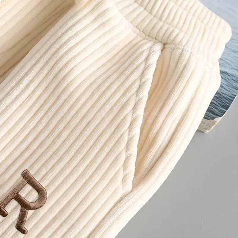 Herbst Winter Kind Teenager Mädchen Lose Cord Sweatpant Fleece Hosen Jogger Hose für Kinder Casual Sport Hosen Jungen Kleidung