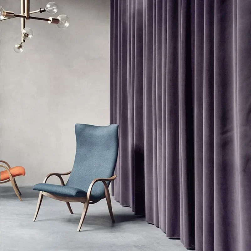 Modern Luxury Blackout Velvet Purple Curtains for Living Dining Room Bedroom Nordic Flannel Door Window Curtain Customize