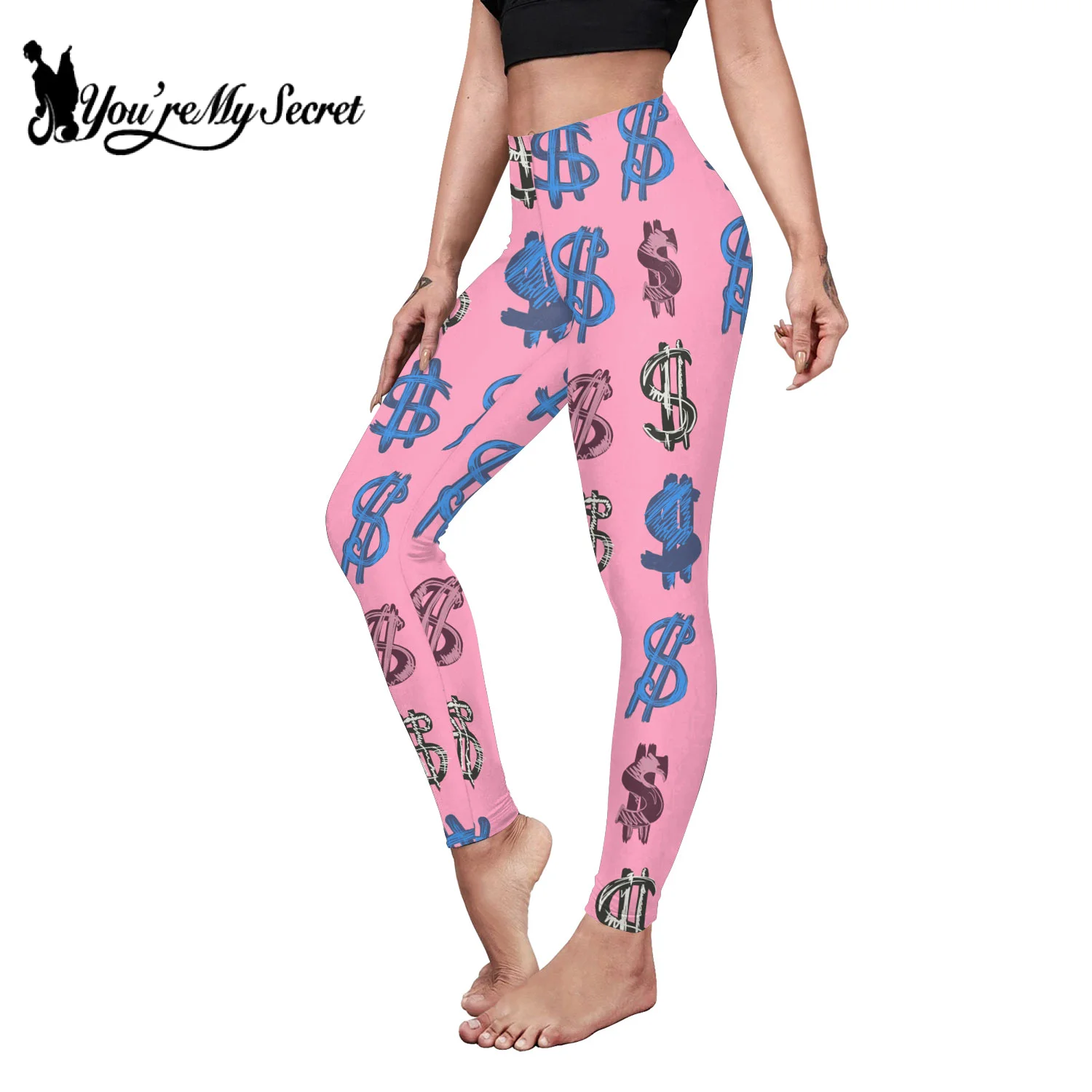 

[You're My Secret] Women Leggings Pink Skinny Pants Casual Long Trousers Punk Streetwear Yoga Leggings Spring Elastic Pants