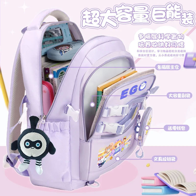 2025 New Fashionable Cartoon Print School Backpack for Grades 3-6, Large Capacity Backpack for Kids to Go Back to