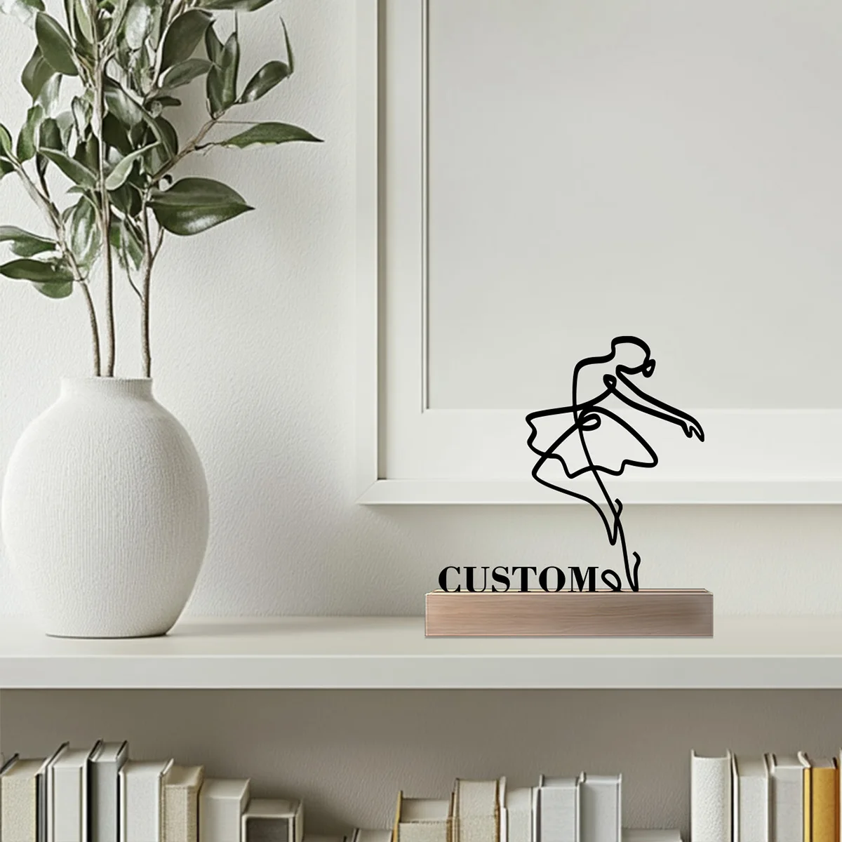 1 قطعة راقصة بسيطة مخصصة اسم تمثال حديدي مع قاعدة خشبية الحديد زخرفة القصدير النحت الفن الحرف مع قاعدة خشبية #3