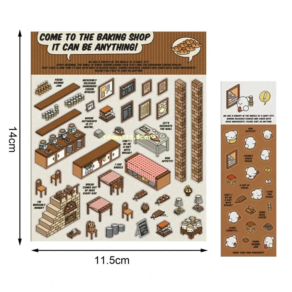 3D desenhos animados cena adesivos para crianças e adultos, DIY, alimentos, supermercado, padaria, cenas de família, decalques, alívio do estresse