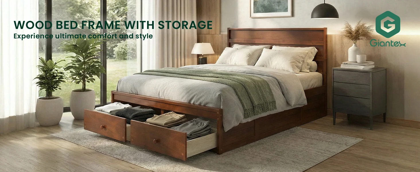 Giantex Twin Bed Frames for Kids with Storage Drawers