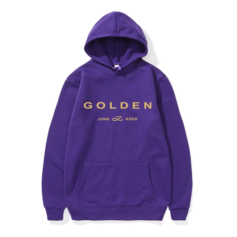 JungKook Golden felpa con cappuccio donna estetica in piedi accanto a te felpe con cappuccio Album Unisex lettera stampa pullover dorati felpe corea