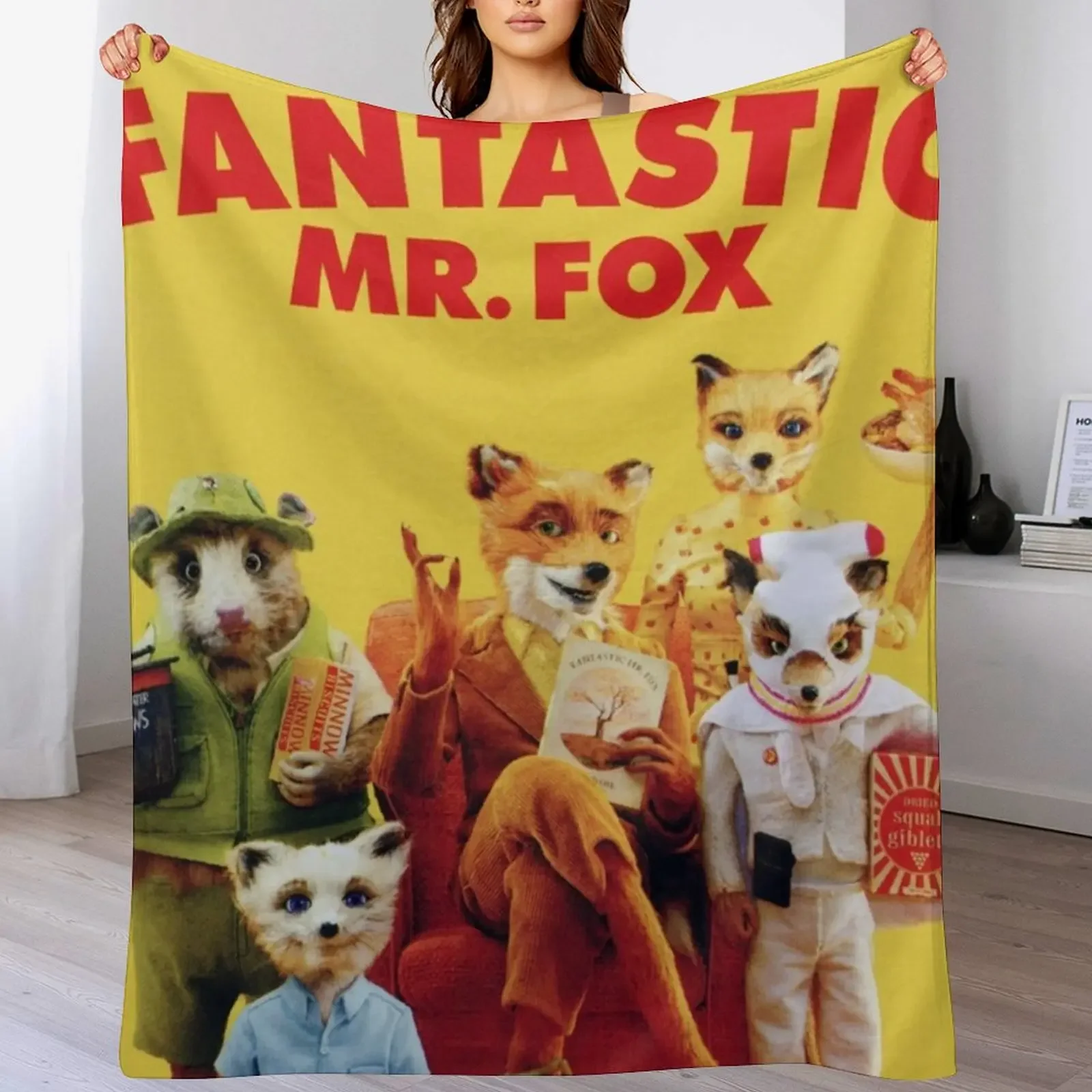 

fantastic mr fox family yellow Throw Blanket Lightweight Cozy Blanket for Bed Sofa