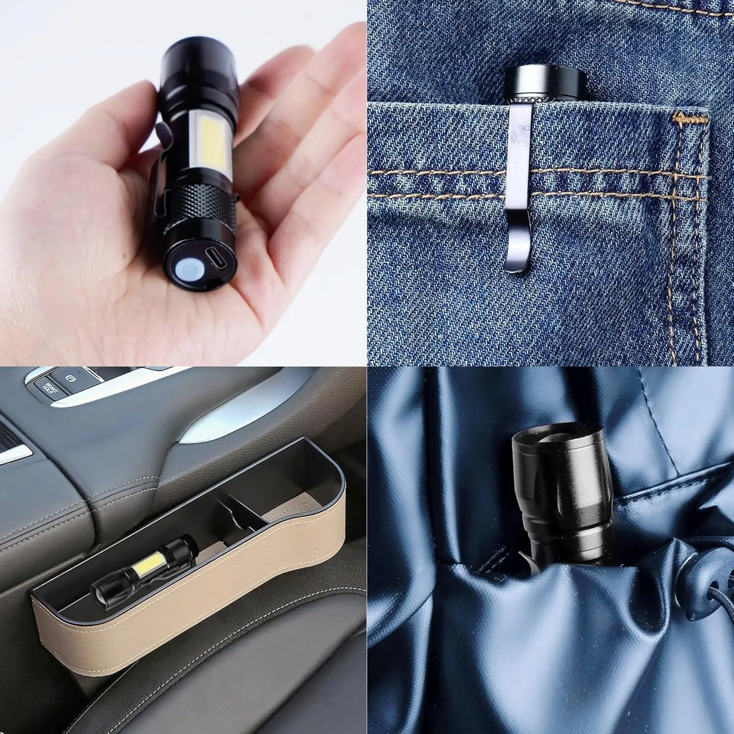 Мини-светодиодный перезаряжаемый фонарик COB + XPE масштабируемый фонарь 3-режимный фонарик со встроенной батареей уличный аварийный фонарь для кемпинга