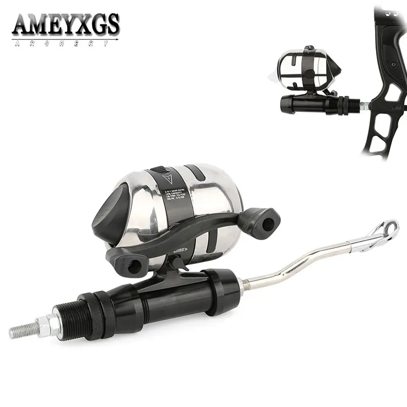 Bowfishing Reel Set Guide Line Rod Fishing Reel Base for Left/Right Hand Compound Bow Hunting Fish Recurve Bow Shooting