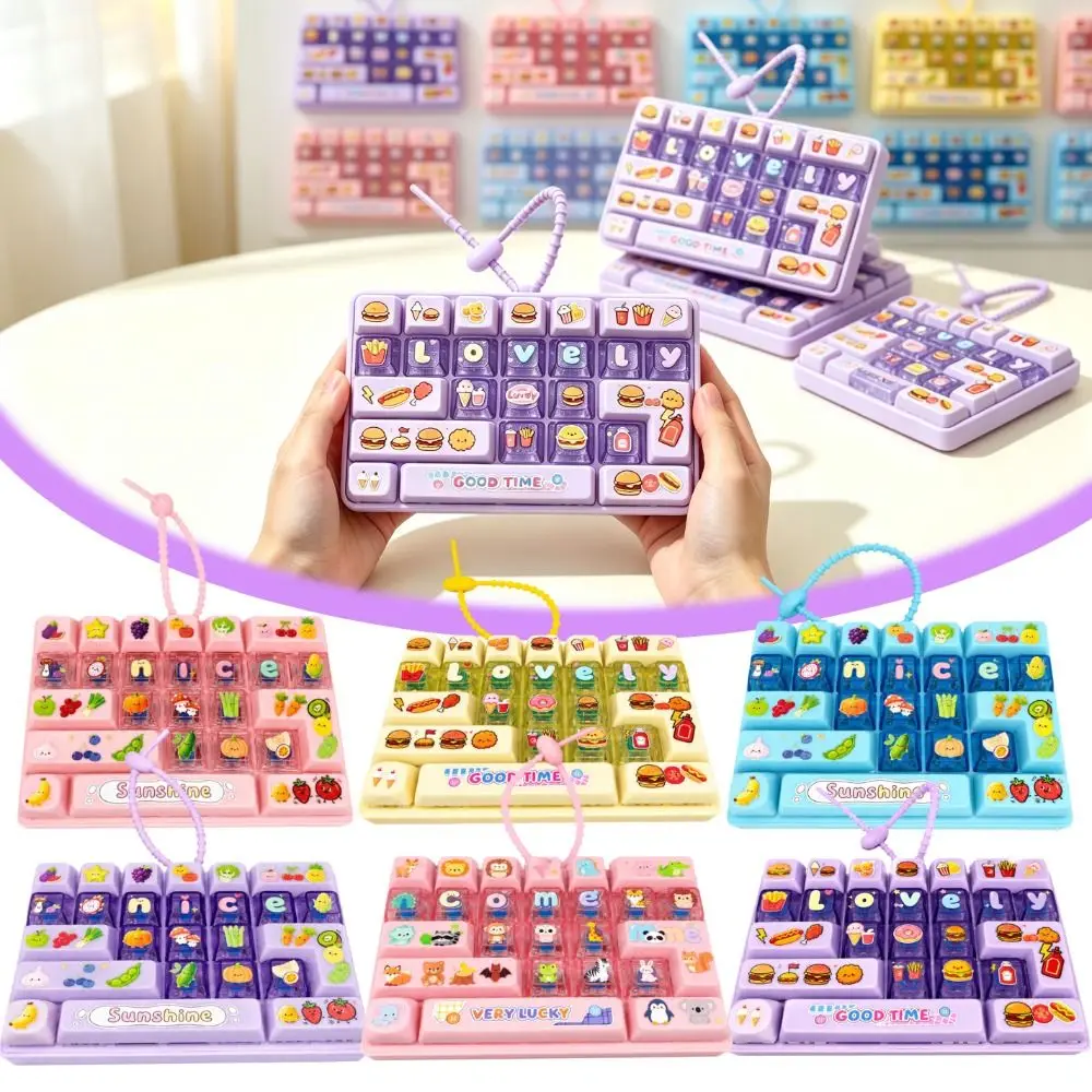 26-Key Decompression Button Cute Design Simulation Keyboard Mini Keyboard Pendant Transparent Dual-Tone Keyboard Keychain