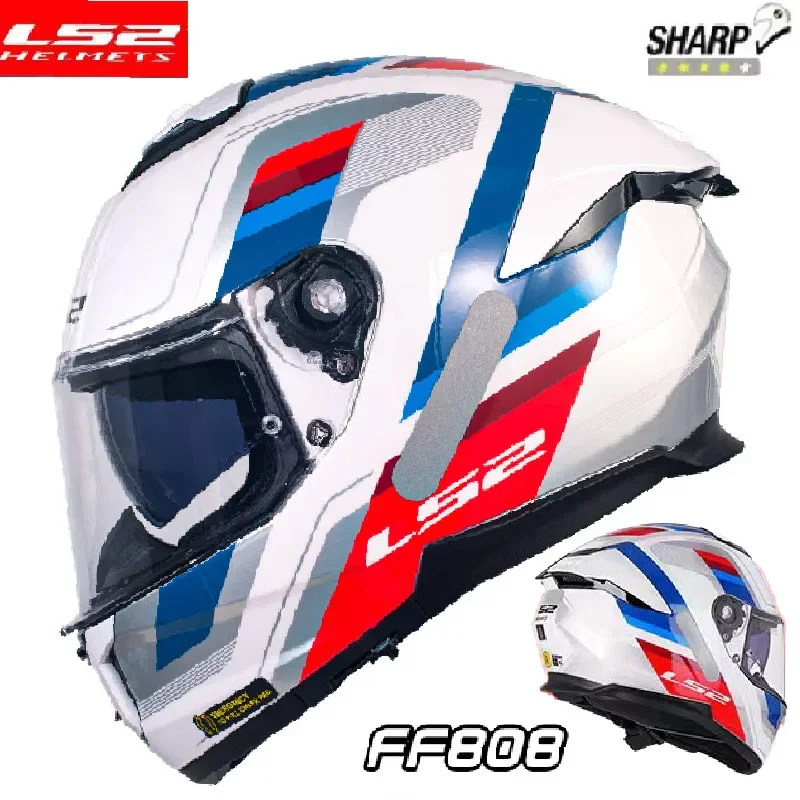 LS2 FF808 Motorcycle Helmet Full Face Double Lens Helmet Racing Off-road Motorbike Helmet Men Capacetes Men Cascos Para Moto DOT