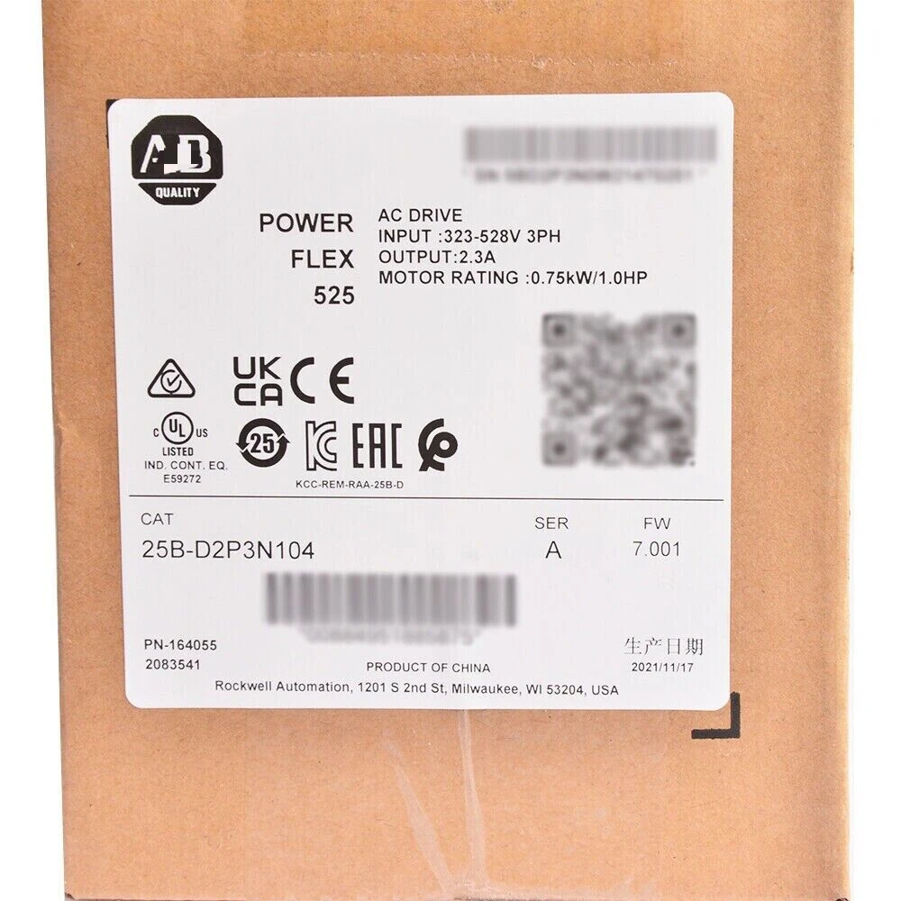 

25B-D2P3N104 SER A PowerFlex 525 0.75kW 1Hp AC Drive Factory Sealed NEW