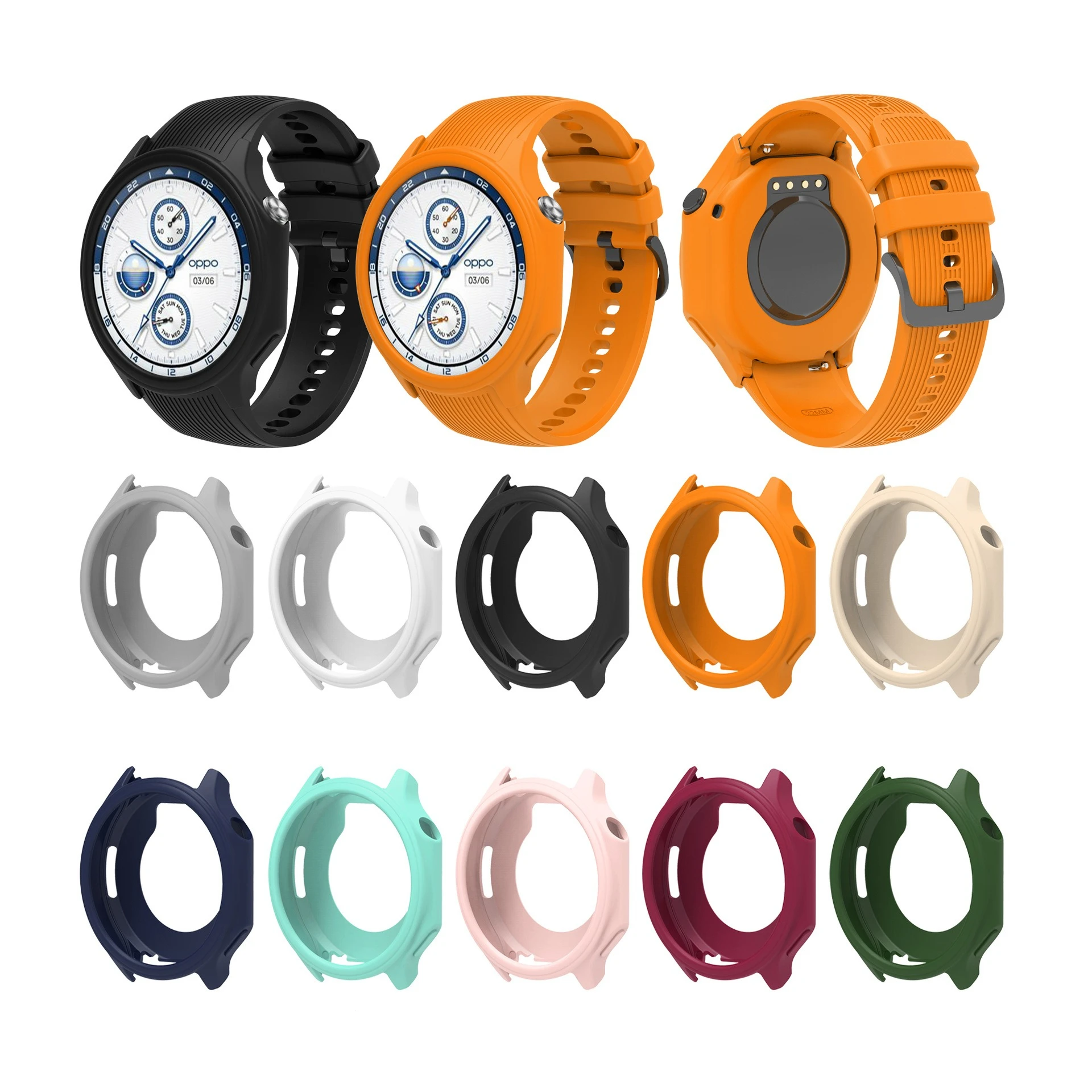 シリコンソフトウォッチケーススーツ Oppo Watch X シリコンハーフパック保護ケース