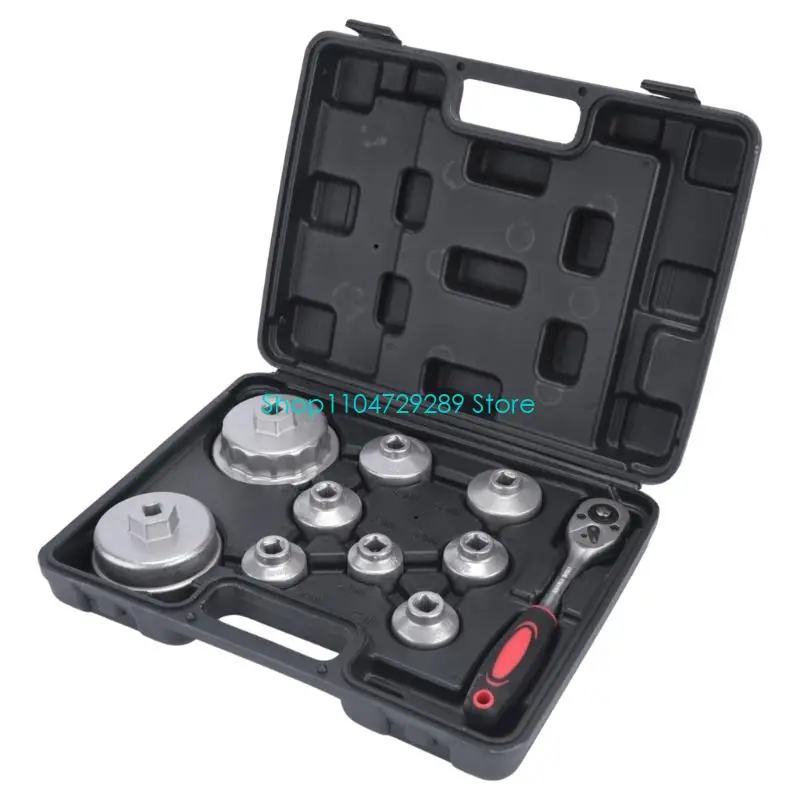D8KE Cap-Style Oil Filter Removal Set with Multiple Cup Configurations and Turning Handle for Servicing Plastic and Aluminum