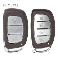 Uncut Smart Remote Key Shell Case 3 / 4 Buttons for Hyundai IX25 IX35 Sonata Tucson 2014 2015 2016 2017 2018, No battery holder