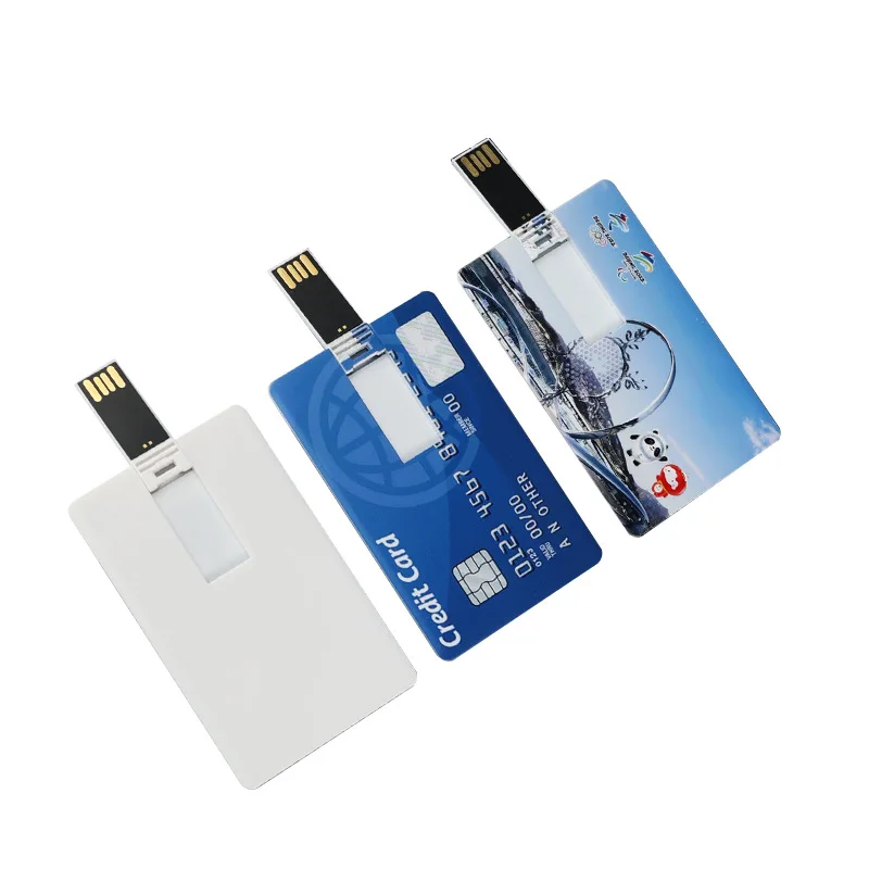 10Pcs/Lot Ultra-thin Bank Card USB2.0 Flash Drive 4GB 8GB 16GB 32GB 64GB 128GB Memory Stick Free Custom Color Printing LOGO