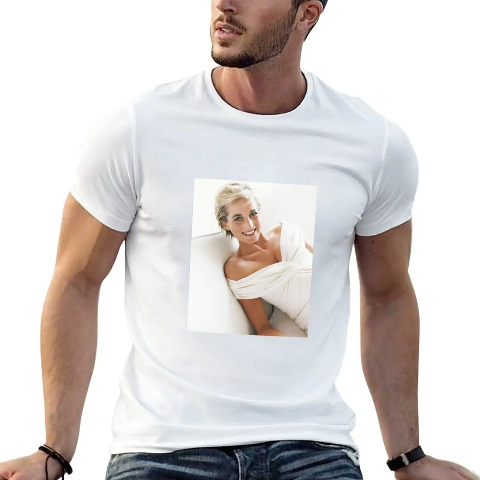 

Lady Di in white gown T-Shirt man t shirts for men t shirts for man graphic funny men t shirt cotton 100% T-shirt