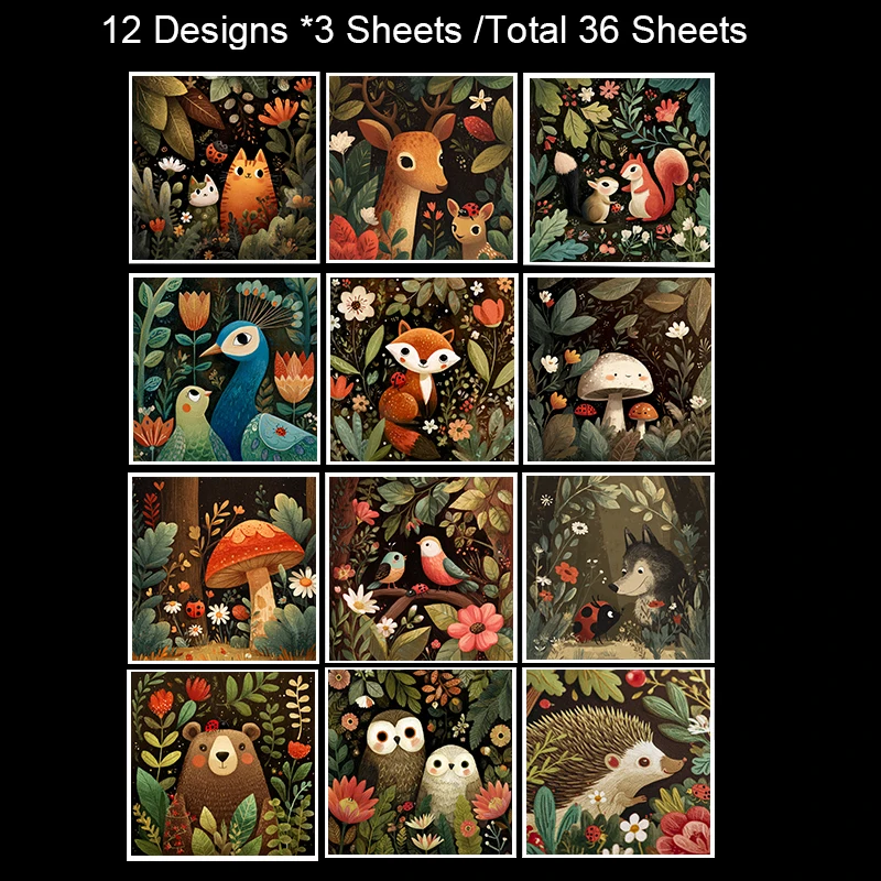 15,2 x 15,2 cm großes Scrapbook-Papier-Set (36 Blatt): Vintage-Basteldesigns, dekorativer Hintergrund für Junk-Journal, Planer, Karten.