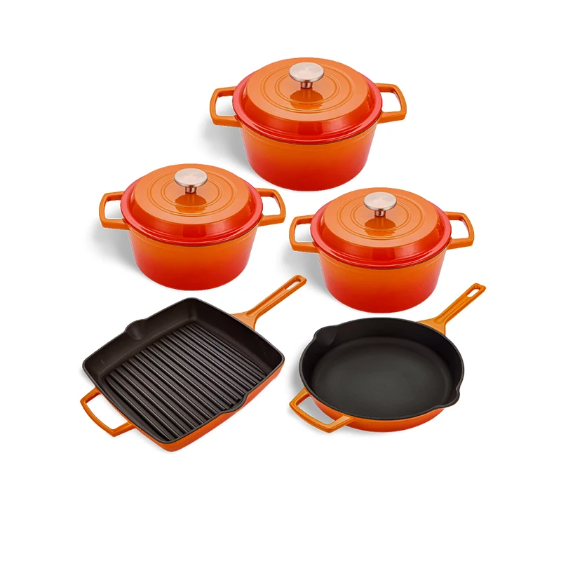 Kitchen Ware Pots and Pans Cooking Cookware Sets Non-stick Hot Pot Enamel Cast Iron Casseroles Set