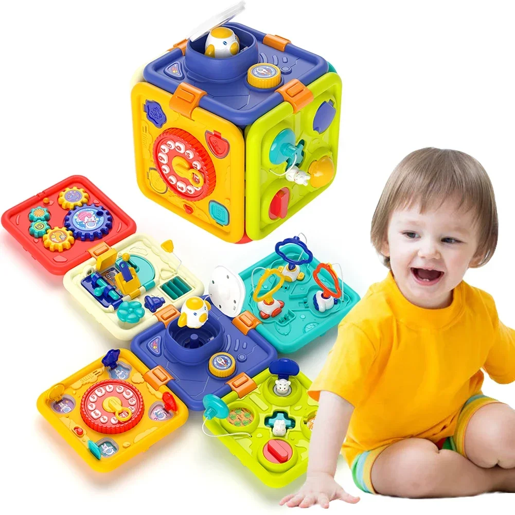 

Montessori Toys Busy Cube for 1 2 3 Year Old Toddlers Sensory Toys Early Learning Travel Toys Gifts for Boys Girls