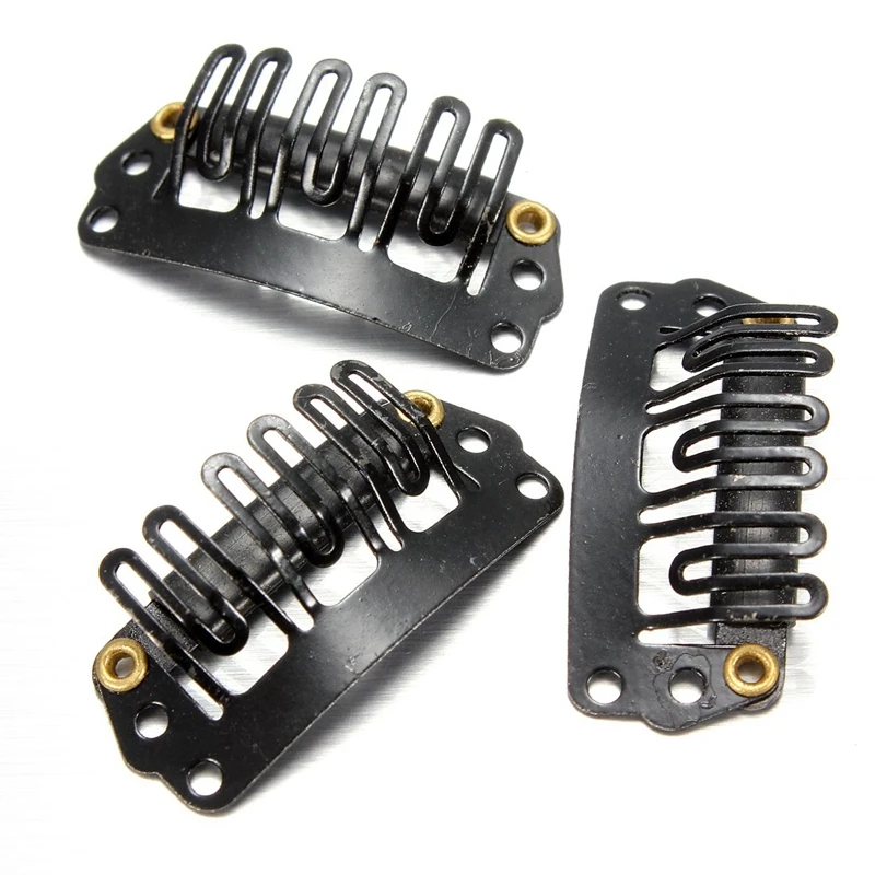 400Pcs U-Shaped Clamp For Hair Extensions Wig Clips DIY Comb Black Frame