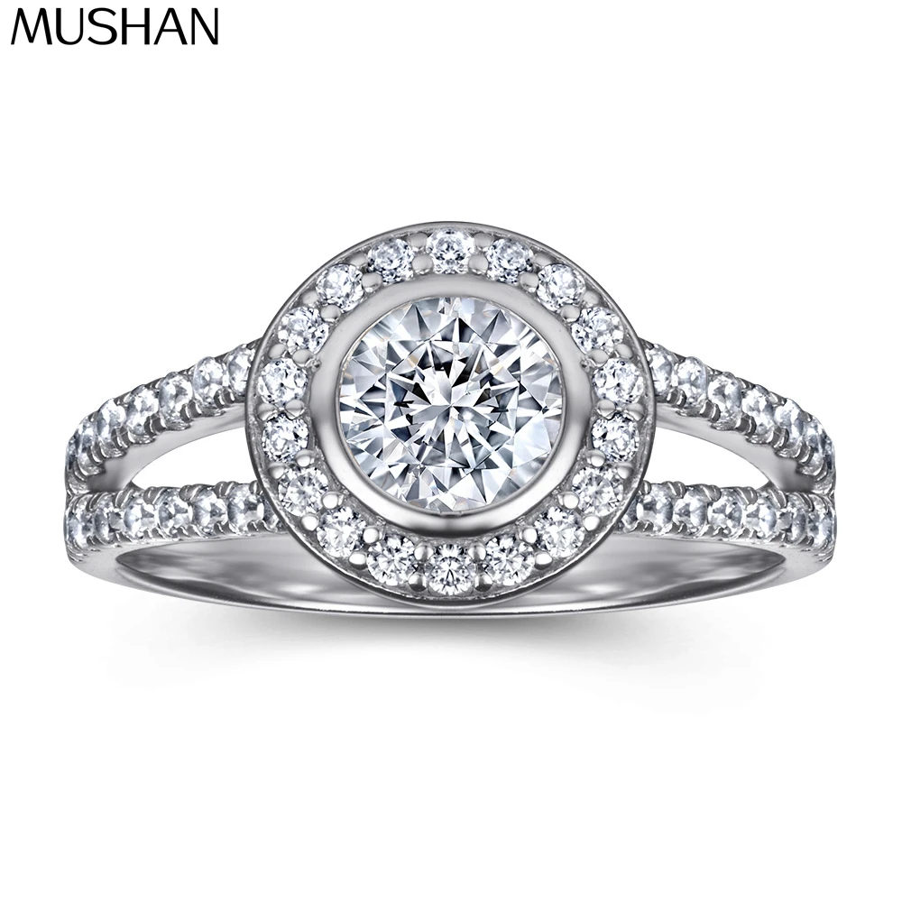 

MuShan Jewelry 925 Sterling Silver Ring Wedding Band High Carbon Diamond Birthday Gift Modern Style Women Rings Fine Jewelry