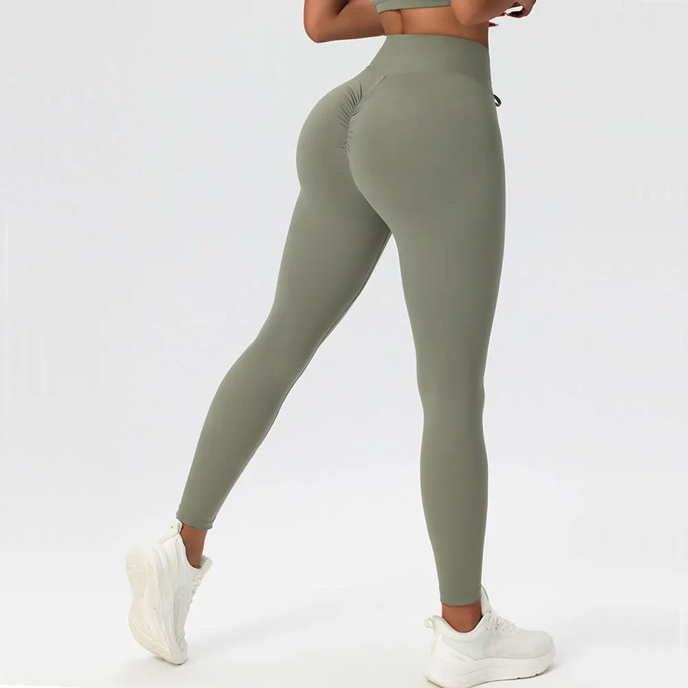 Legginsy fitness Kobiety Sport Wysoka talia Elastyczne Solidne Legginsy do jogi Siłownia Jogging Szybkoschnące Push Up Slim Spodnie Scrunch Butt