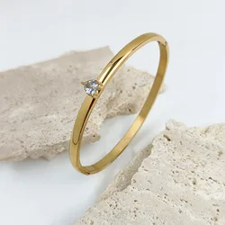Stainless Steel Love Heart Zircon Bangles Trendy Jewelry Bracelet For Women Men Jewelry Valentine's Day Gift Mujer Pulseras