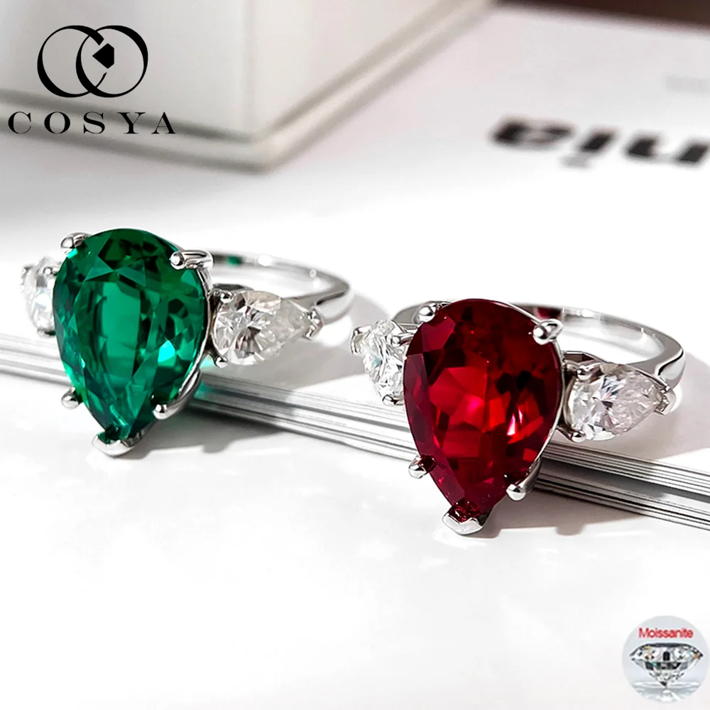 

COSYA 6CT D Цвет Муассанит Обручальное Кольцо для Женщин 3 Капли Воды Обручальное Кольцо 925 Серебро 18 К Позолоченные Изящные Ювелирные Изделия