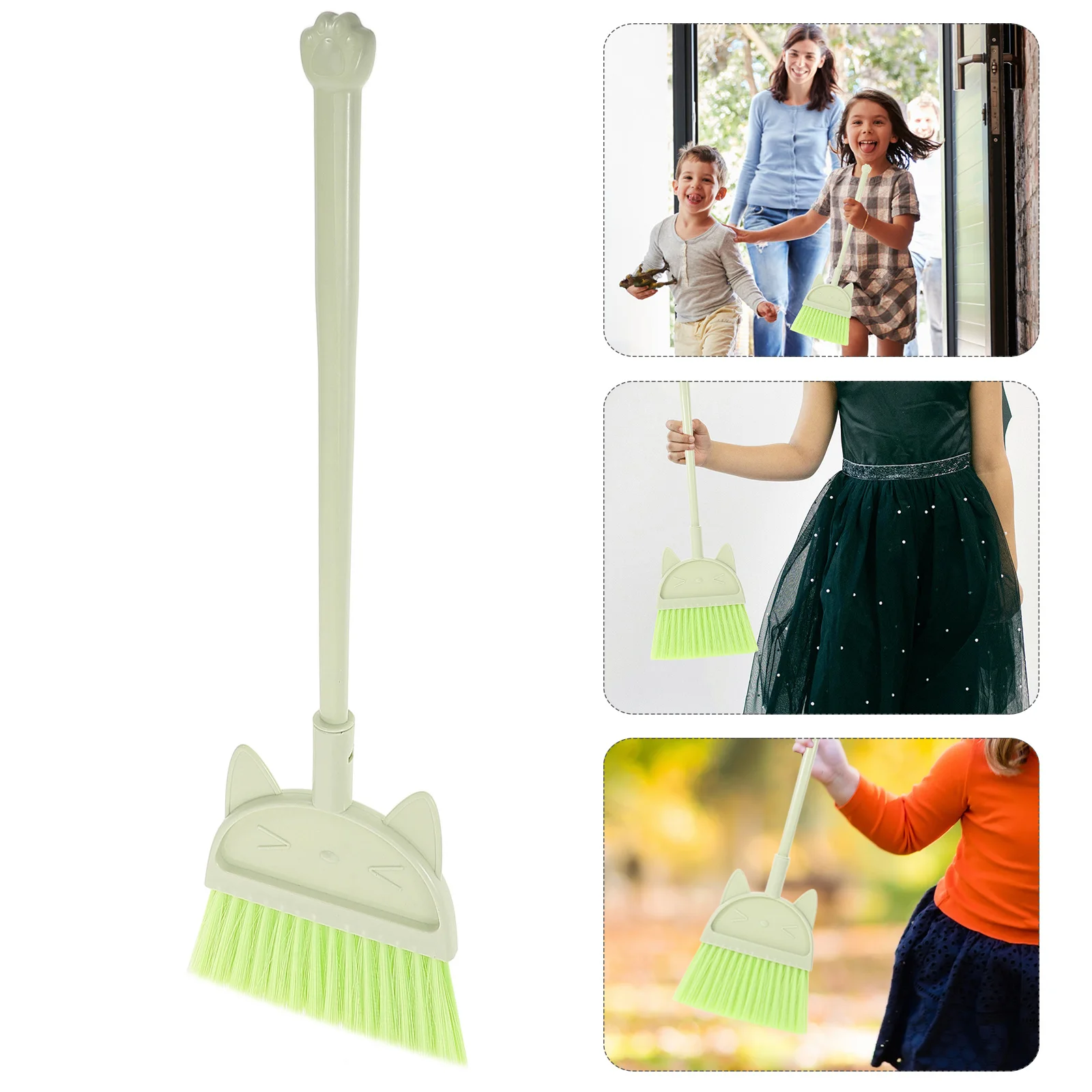 Kids Small Broom Cartoon Cat Design Lightweight Cleaning Tool for Home Use Kids Mini Broom Household Cleaning Supply
