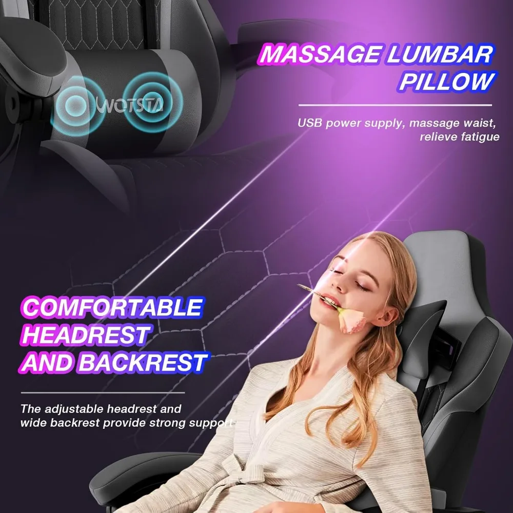 Ergonomic PVC Leather Gaming Chair with Footrest, Adjustable Lumbar Support for Comfortable Video Gaming view 6