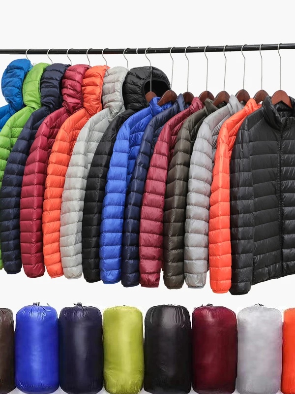 

Men's Ultra Lightweight Packable Water down Jacket AllSeason Standard Fit Polyester Inner Ultra Light Warm Zipper Closure Coat