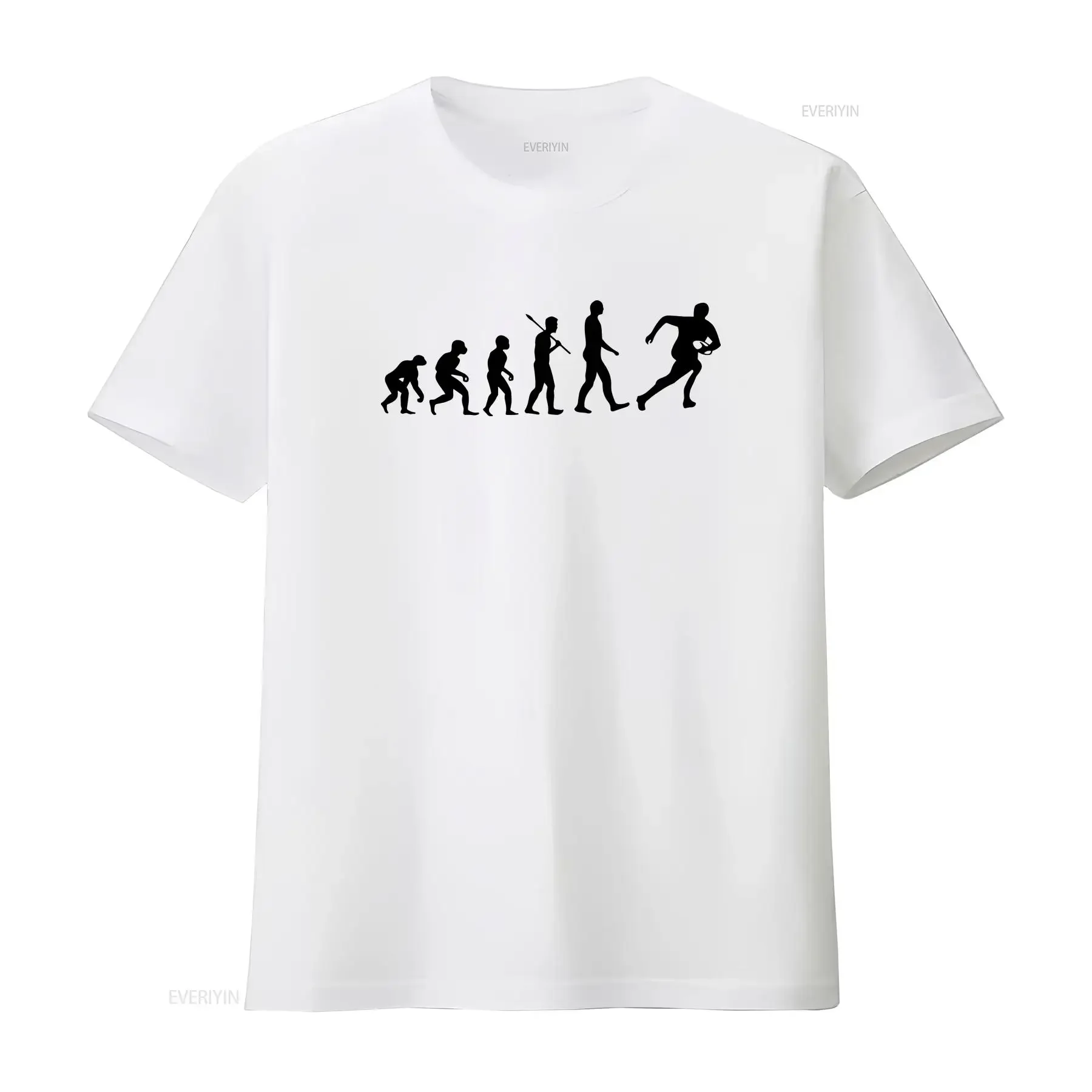 T-shirt pour adultes Evolution Of Rugby, pour hommes et femmes, en coton, vintage, lavé, respirant, extensible, à la mode, polyvalent