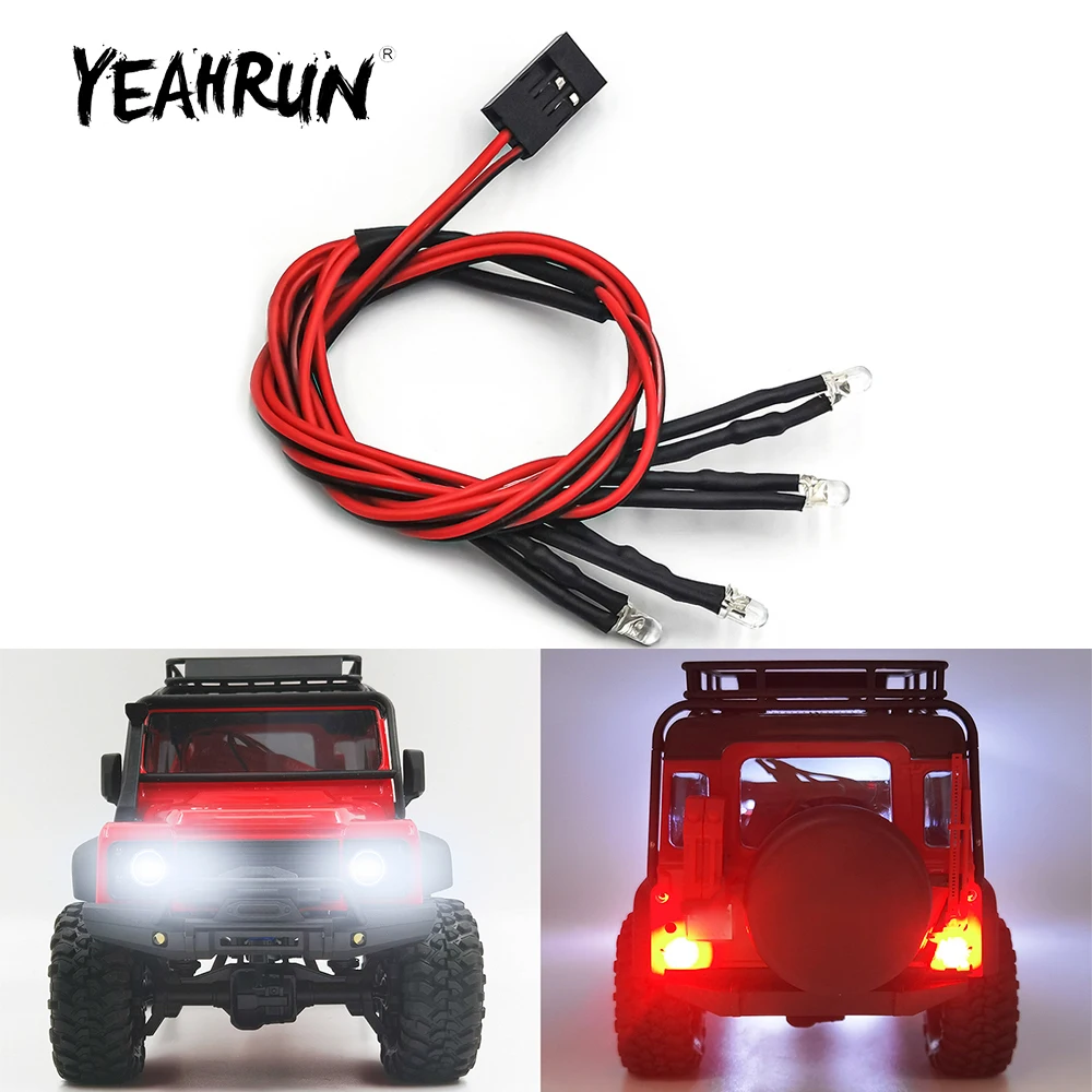 YEAHRUN symulacja reflektorów i tylnych świateł grupa świateł LED dla TRX4M Bronco Defender 1/18 gąsienica RC części modelu samochodu