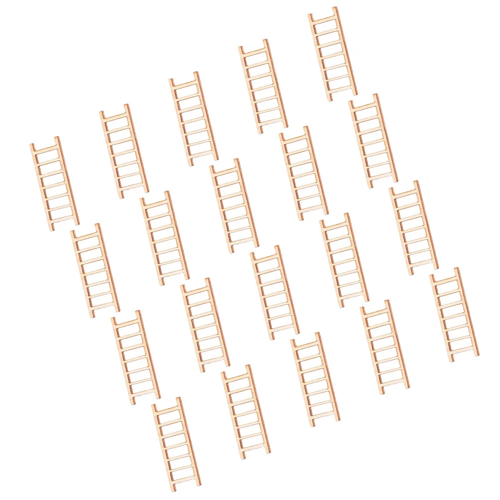 20 قطعة سلالم مصغرة لتزيين المناظر الطبيعية الصغيرة سلالم خشبية ذاتية الصنع لمسة نهائية طبيعية سلم صغير لدعائم التصوير الديوراما
