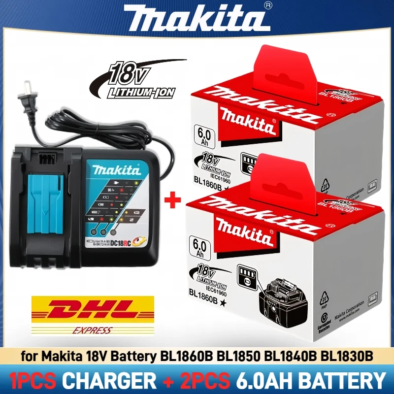 

Original makita battery, 6000mAh, for Makita Drill DHP487 DGA404 DTW700 DTD173, makita18v Battery BL1830B BL1840 BL1850B 18650