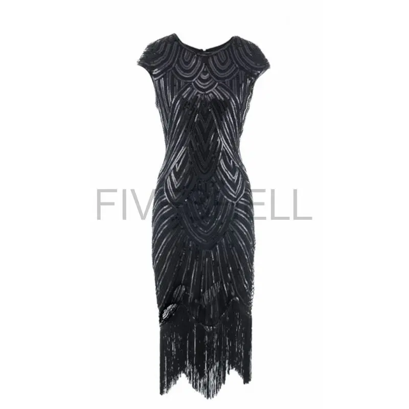 1920s Lantejoula Fringe Charleston Vintage Flapper Vestido Grande Gatsby Sexy Mulheres Festa À Noite Brilhando Bling Bling Tassel Vestido Novo