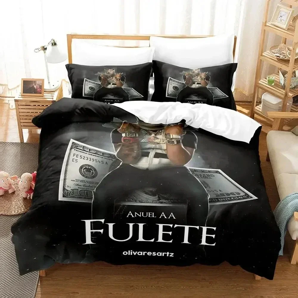 

3D Print Real Hasta la Muerte Anuel Comfortable Duvet Cover Pillowcase Bedding Set Children Bedroom Decoration Home Textile