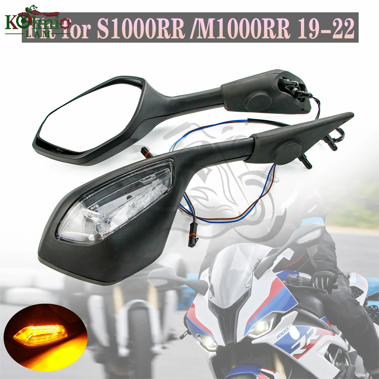 

Fit for BMW 2019 - 2022 M1000RR S1000RR Motorcycle LED Turn Signal Rear View Mirror S 1000RR 2020 2021 Rearview Mirrors M 1000RR